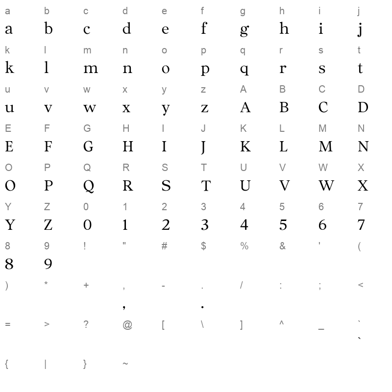 AscendantSerif Regular Character Map
