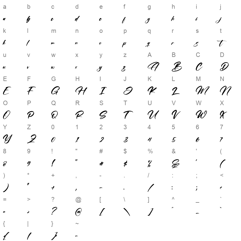 Asetry Fonte Character Map
