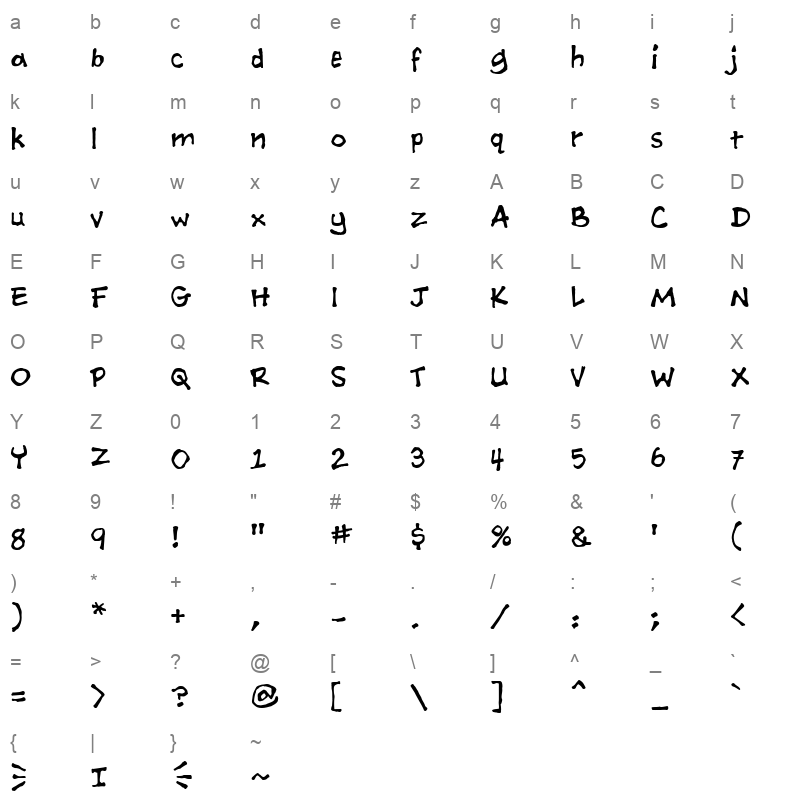ashcan bb Character Map