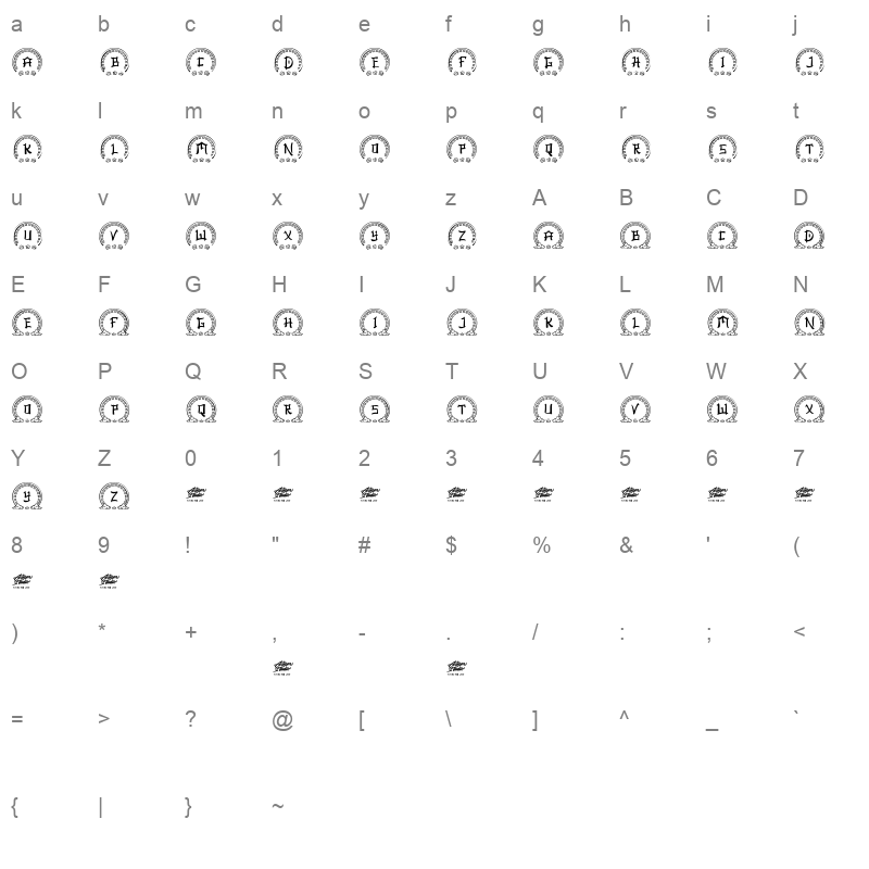 Ashito Chinese Monogram Character Map