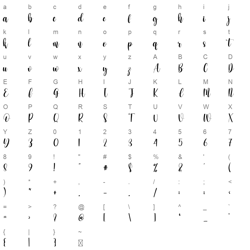 ashtray Character Map