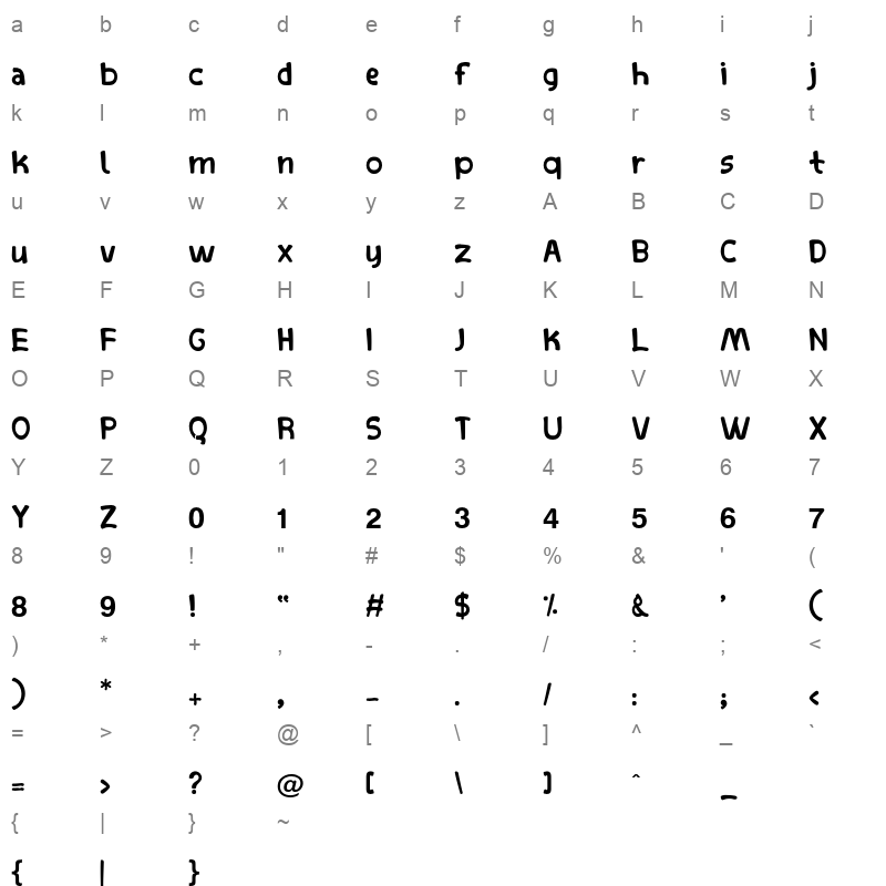 Asmaa Font Regular Character Map
