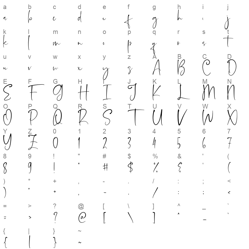 asmiyati regular Character Map