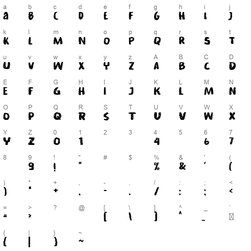 Asphalt Character Map