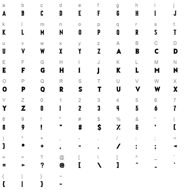 Asquire Character Map