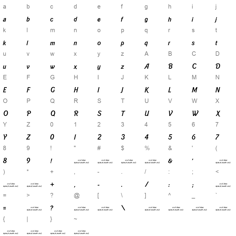 Assaf Font Character Map