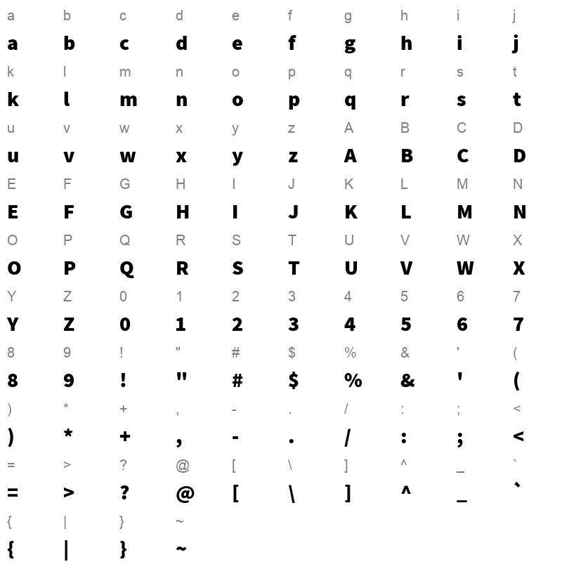 assistant extrabold Character Map