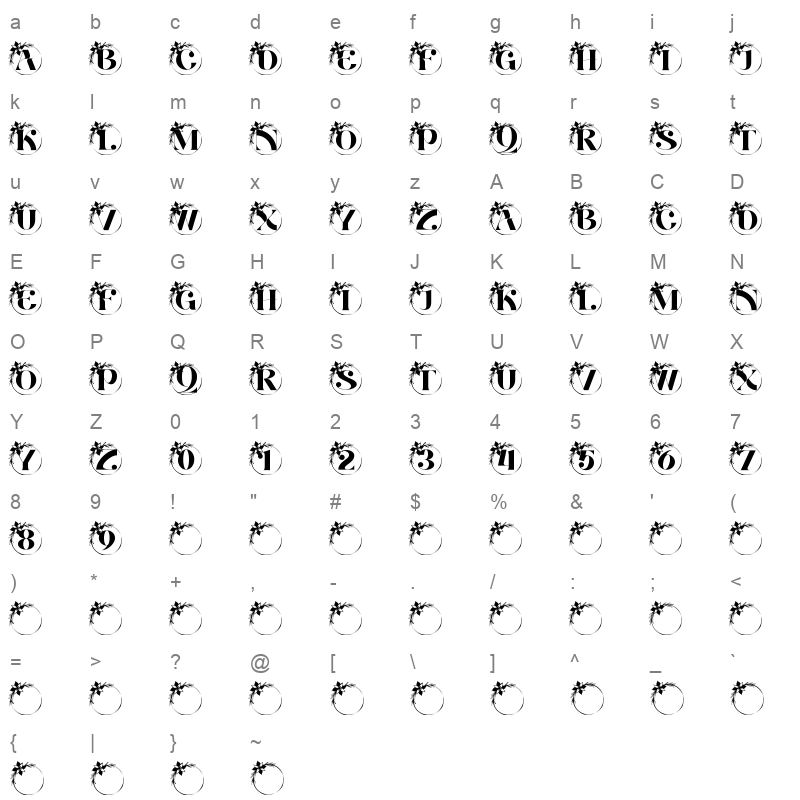 astra monogram Character Map