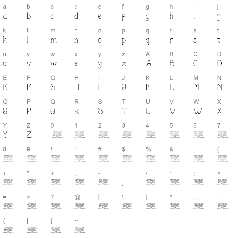 astralyz demo Character Map