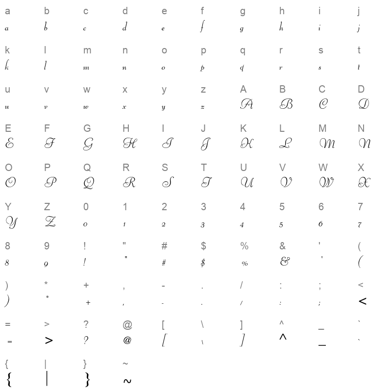 at liberty std regular Character Map