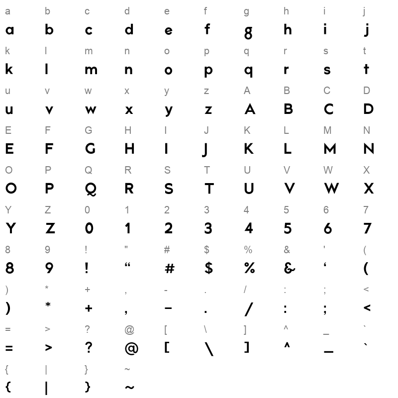 atami bold Character Map