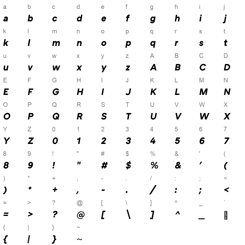 atc arquette bold italic Character Map