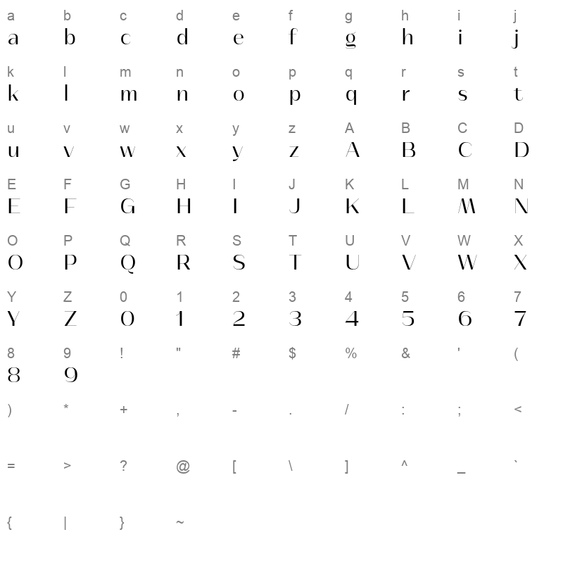 Athisthan Regular Character Map
