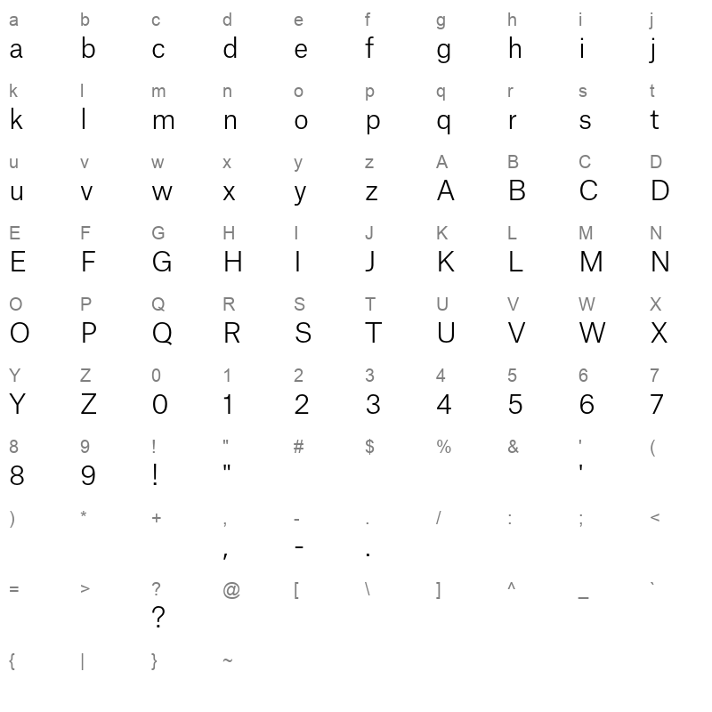 atlas grotesk light demo Character Map