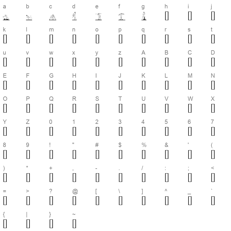 ATLETER Character Map