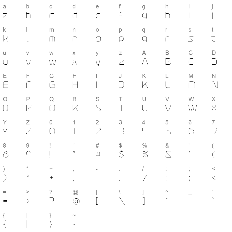 atures 100 regular Character Map