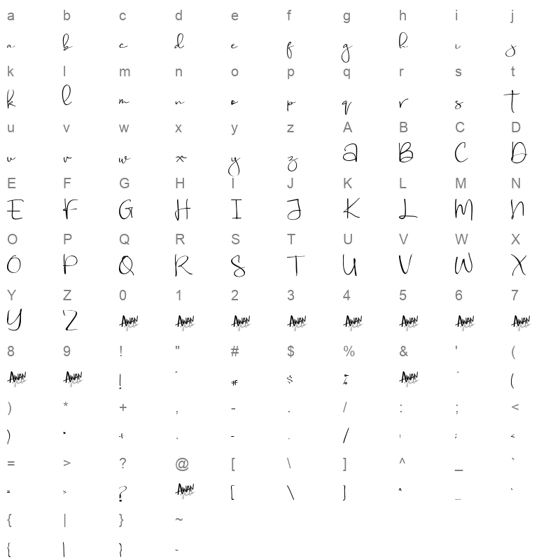 aubrielle demo Character Map