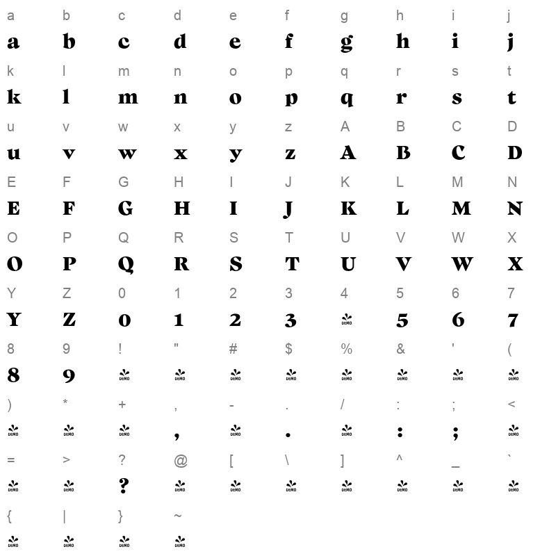 audacious bold demo Character Map