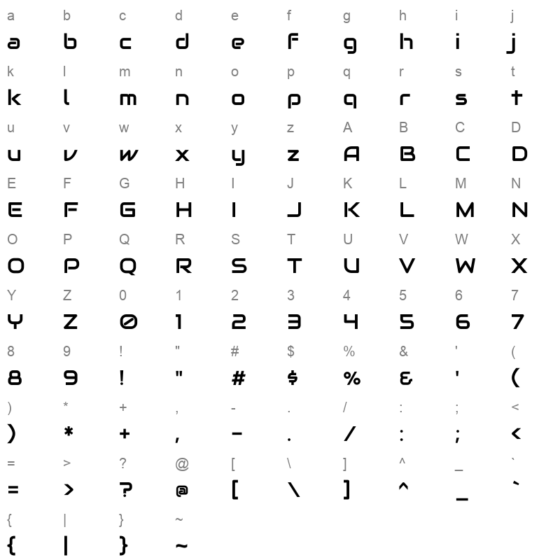 audiowide Character Map