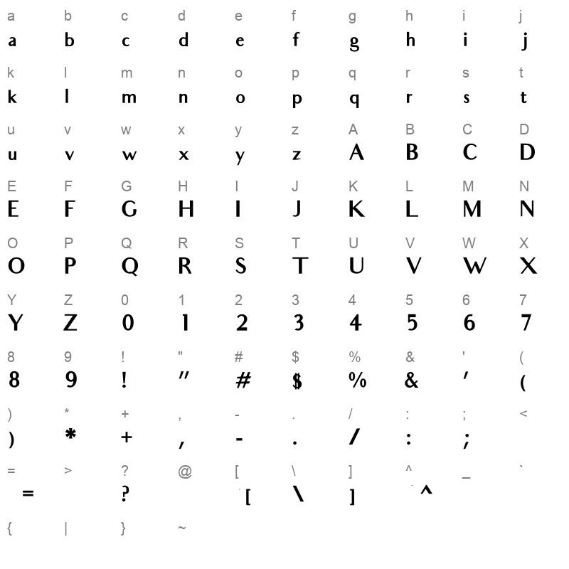 audrey bold Character Map