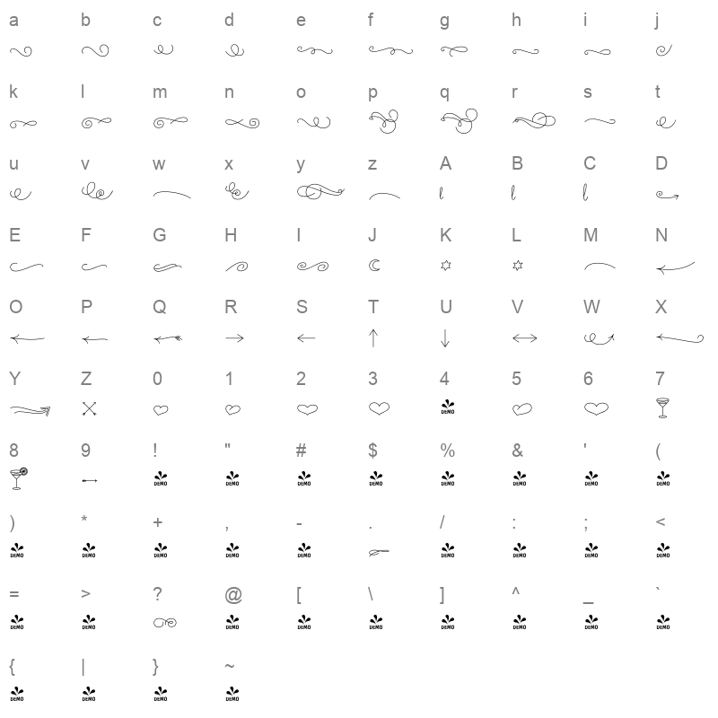 audrey ornaments Character Map
