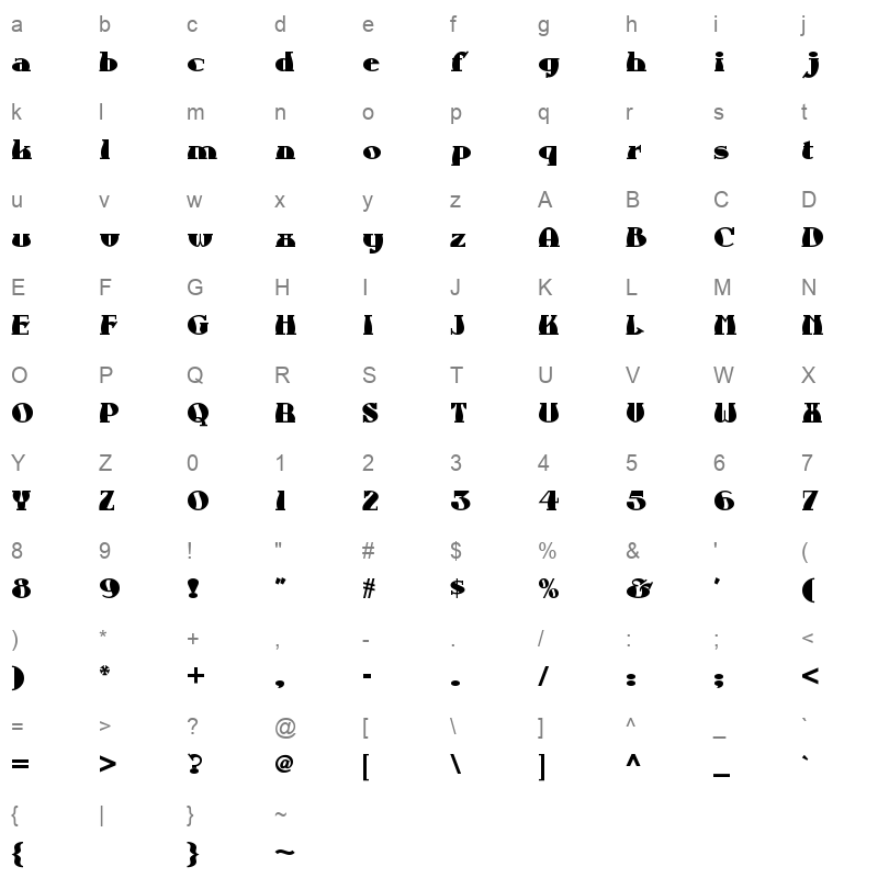 aunt bertha nf Character Map