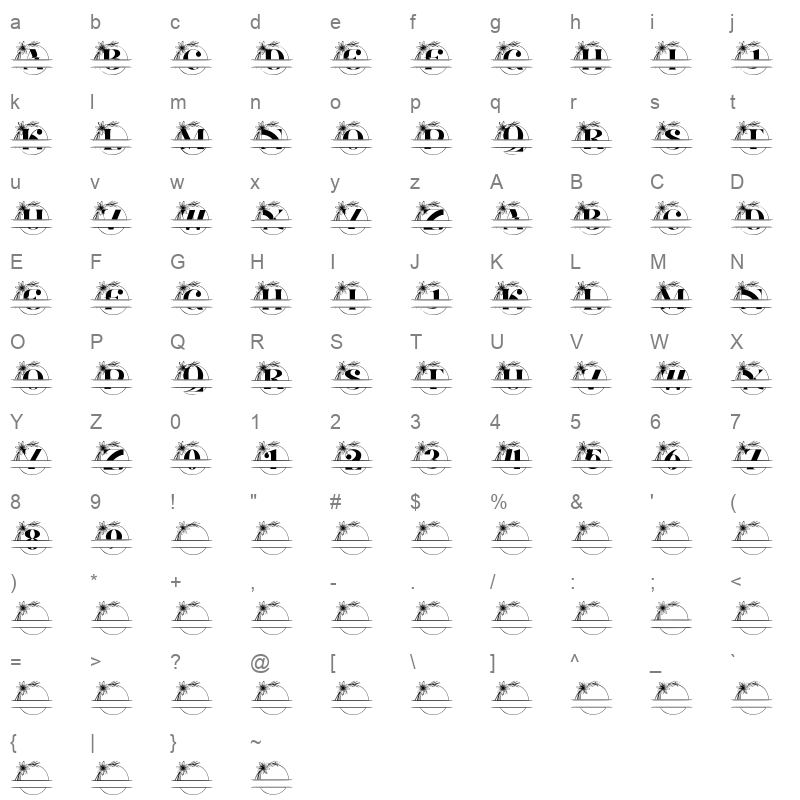 aurelia monogram line Character Map