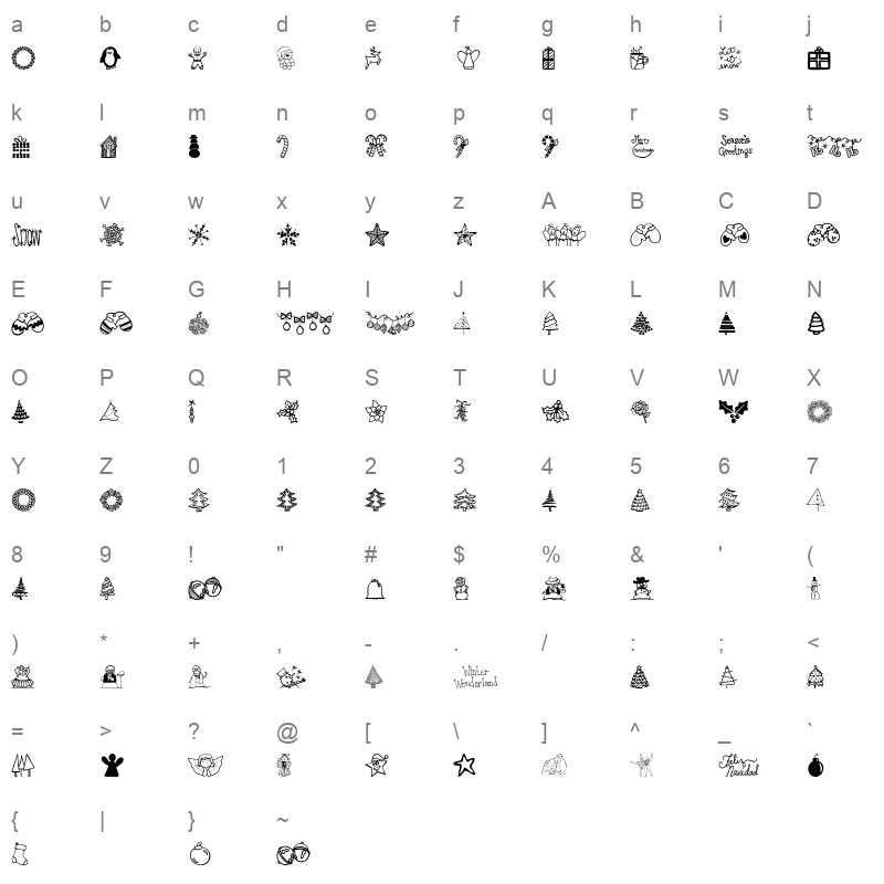 austie bost christmas doodles Character Map