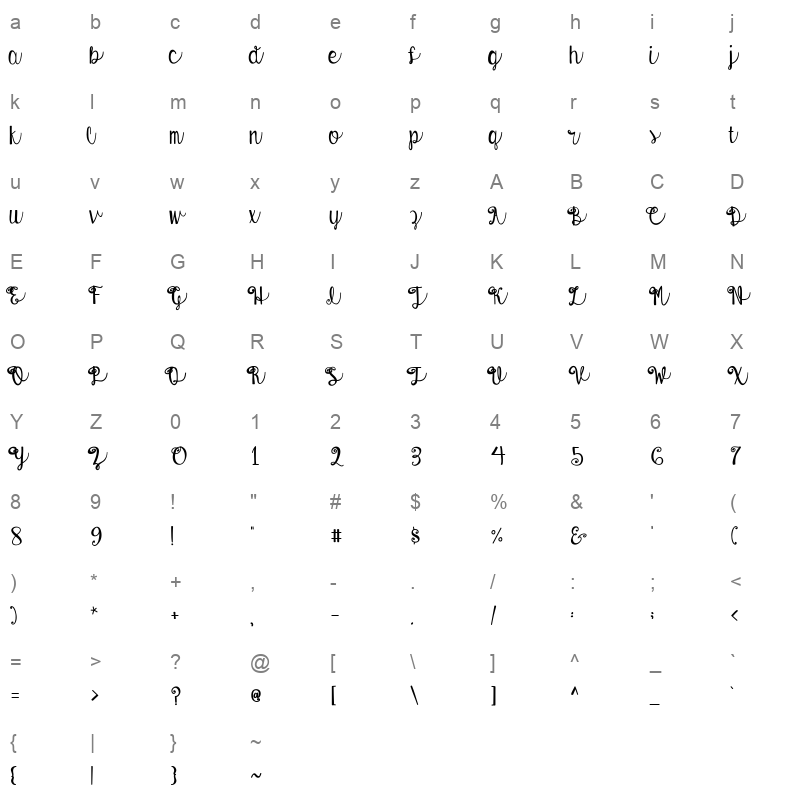 austie bost envelopes regular Character Map