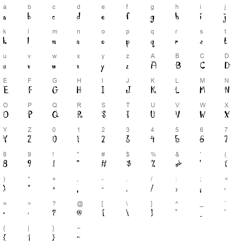 austie bost happy holly Character Map