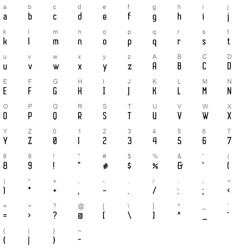 autobus bold Character Map