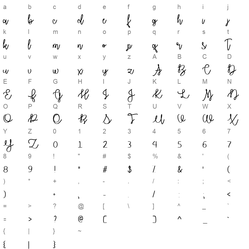 autumn moon Character Map