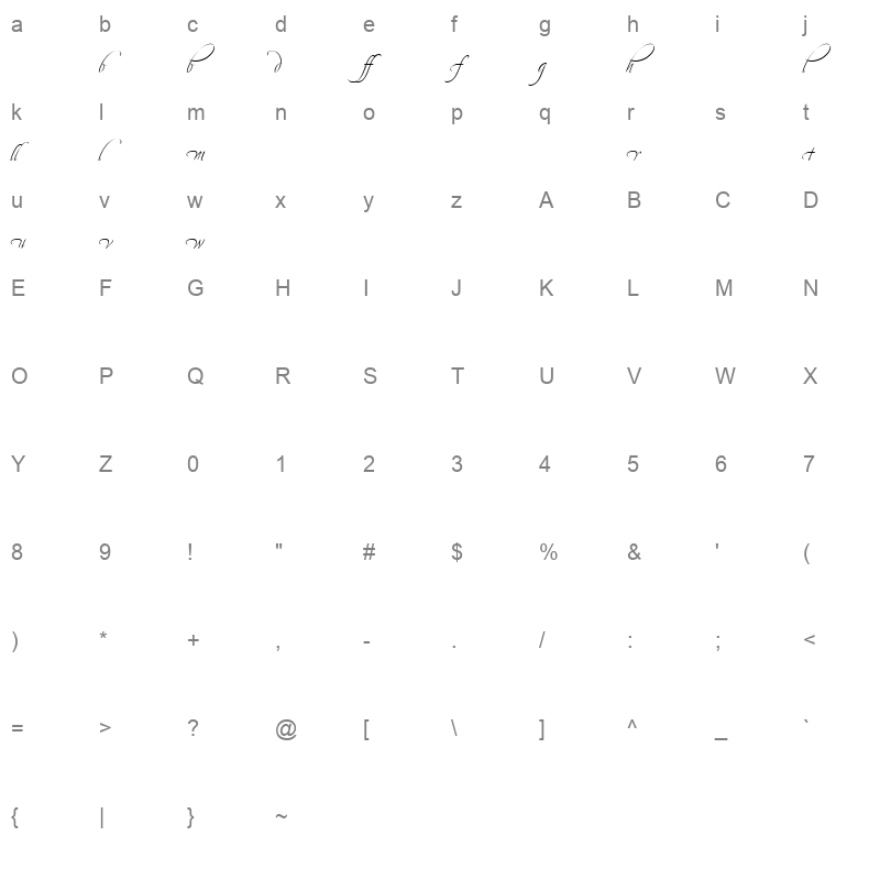 avalon alt regular Character Map