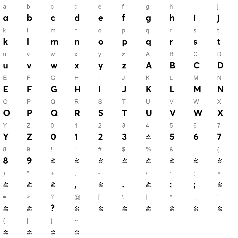 averta std cy bold Character Map