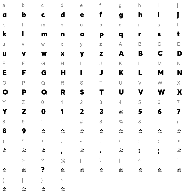 averta std pe black Character Map