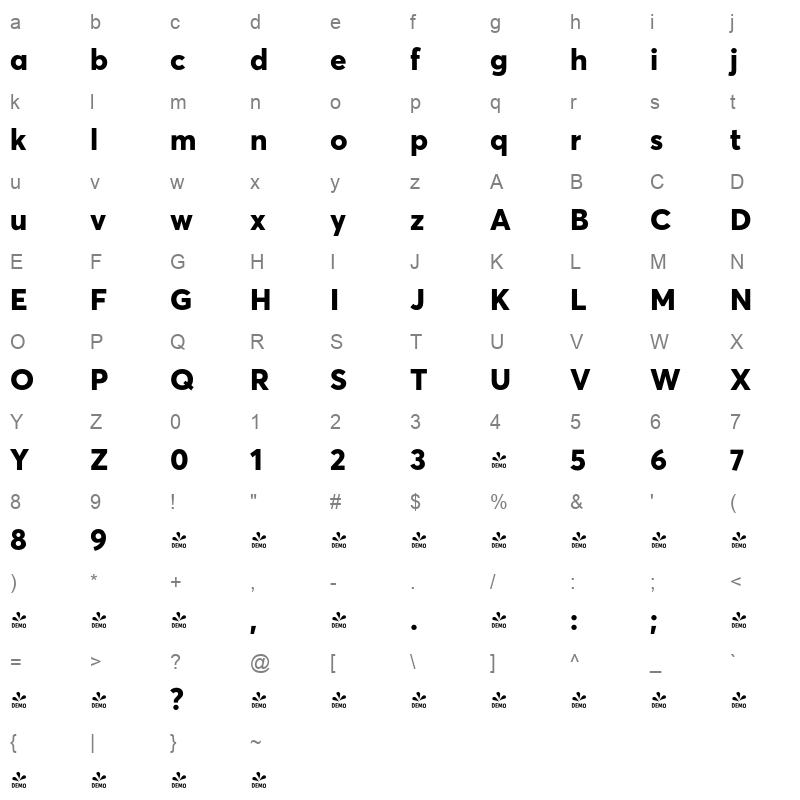 avertastdcy extra bold demo Character Map