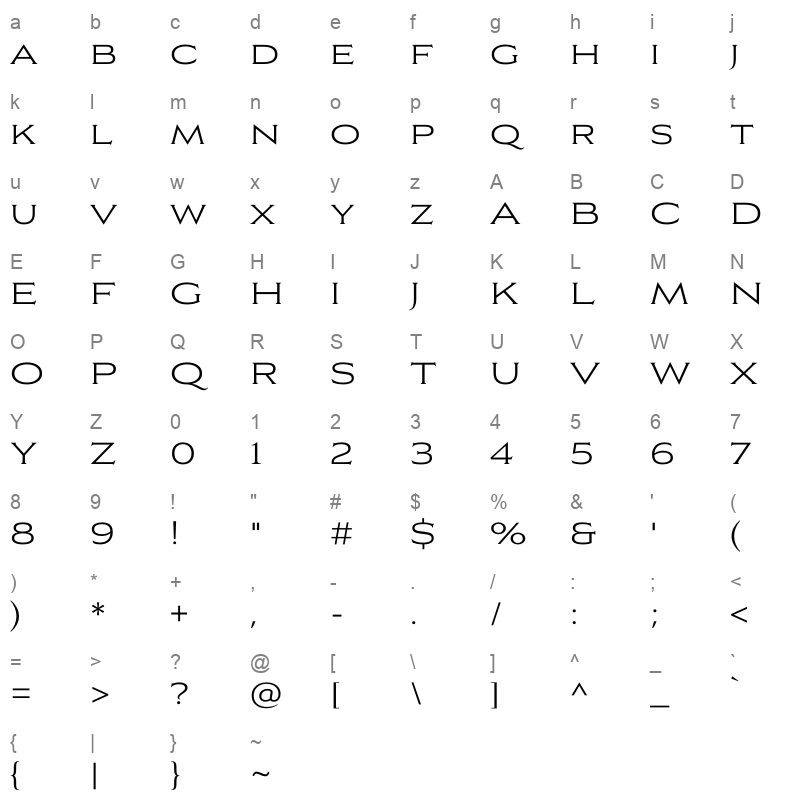 aviano copper book Character Map