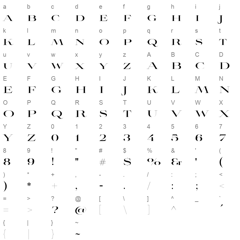 aviano didone bold Character Map