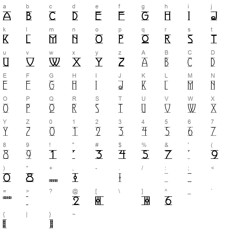 avignon nf Character Map