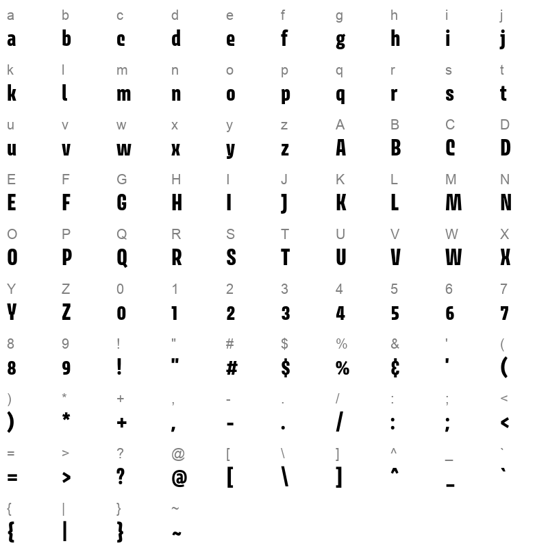 avory i pe extrabold Character Map