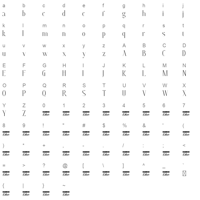avrany emilia Character Map