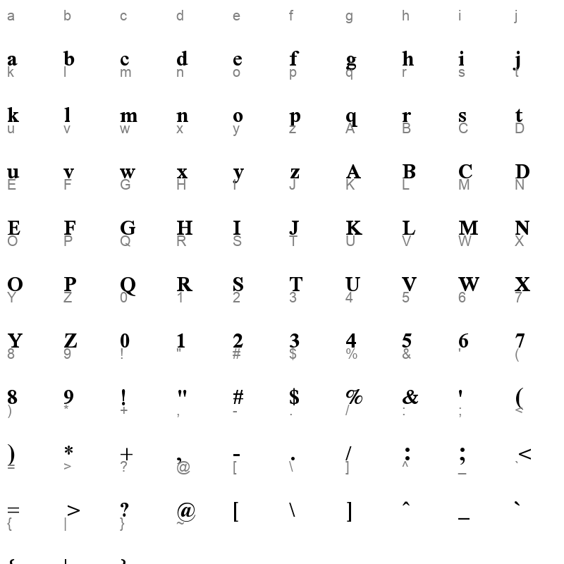 AwamiNastaliq ExtraBold Character Map
