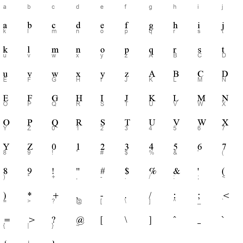 AwamiNastaliq Medium Character Map