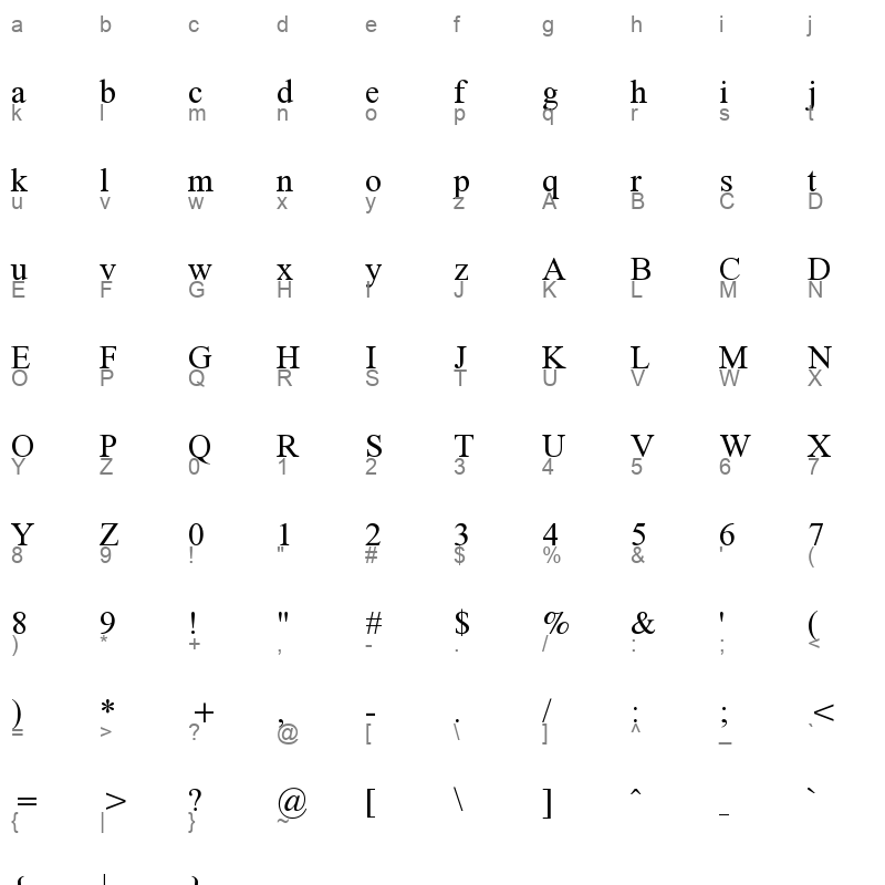 AwamiNastaliq Regular Character Map