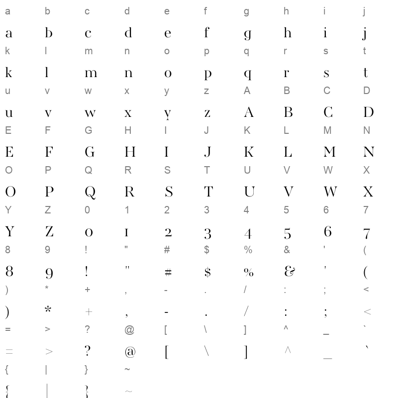 awconqueror std didot light Character Map