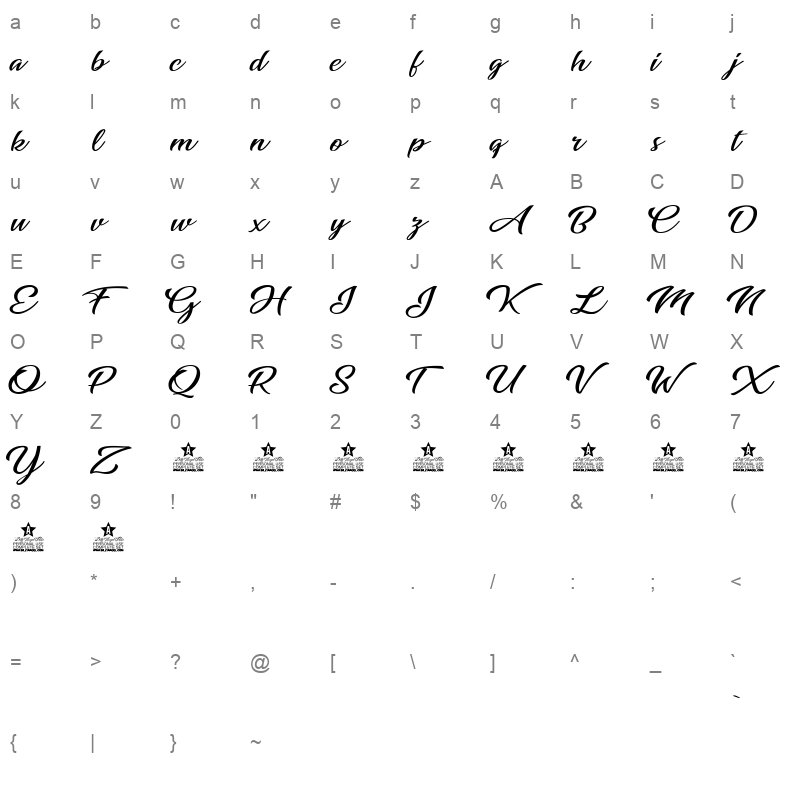 awesome season personal use Character Map