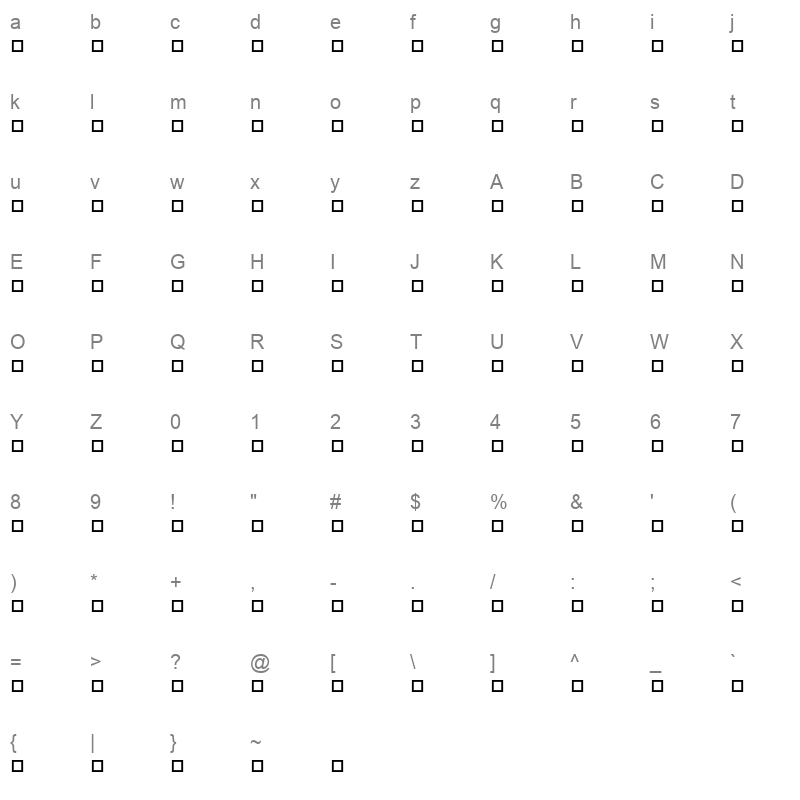AXTASIR Character Map