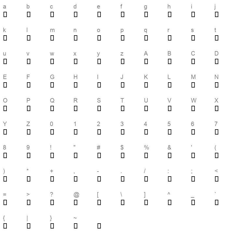 AXTBAB Character Map