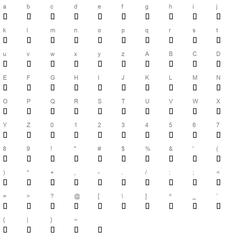 AXTGIBIA Character Map