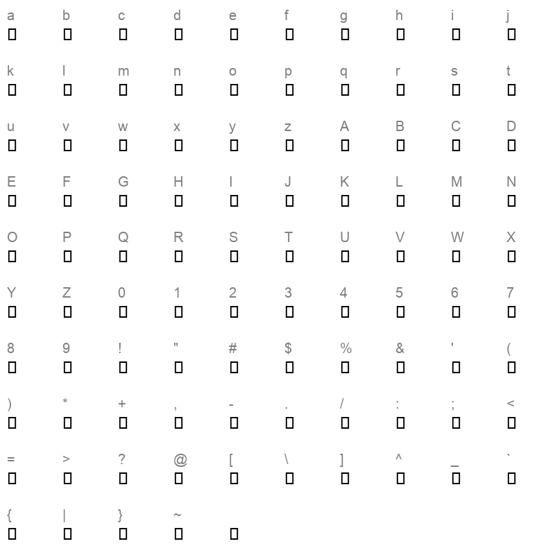 AXtLotfiBold Regular Character Map